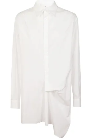 YOHJI YAMAMOTO Femme, Blouses et Chemises, Blanc, Taille: 40 FR Chemise Blanche en Coton avec Design Asymétrique