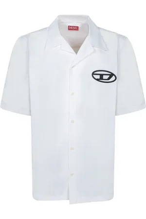 Diesel Homme, Chemises, Blanc, Taille: L Chemise blanche à manches courtes en popeline
