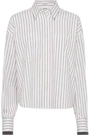 Brunello Cucinelli Femme, Blouses et Chemises, Blanc, Taille: 40 FR Chemise élégante en coton pour femmes
