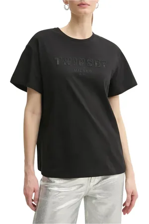 Twin-Set Femme, Tops, Noir, Taille: 44 FR T-shirt avec logo