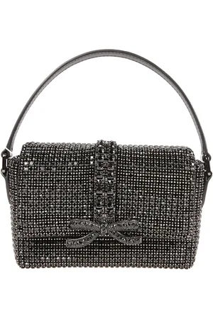 Self-Portrait Femme, Sacs, Gris, Taille: ONE Size Sac Micro en Maille de Chaîne à Strass Noirs