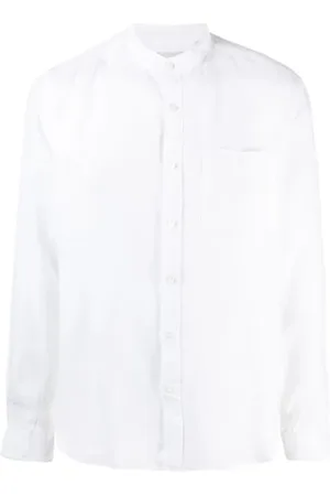 Woolrich Homme, Chemises, Blanc, Taille: 2XL Chemise Blanche en Lin Col Coreana
