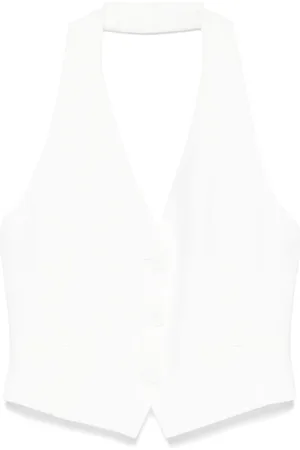 Patrizia Pepe Femme, Vestes, Blanc, Taille: 38 FR Pull sans Manches Blanc avec Poches