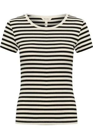 Part Two Femme, Tops, Noir, Taille: 40 FR Tee-shirt Rayé Noir Rayure Manches Courtes