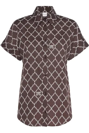 Max Mara Femme, Blouses et Chemises, Brun, Taille: 42 FR Chemise en popeline de coton avec col pointu