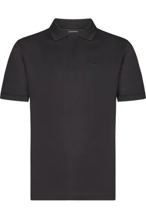 Emporio Armani Homme, Tops, Noir, Taille: L Polo Noir avec Broderie Micro Aigle