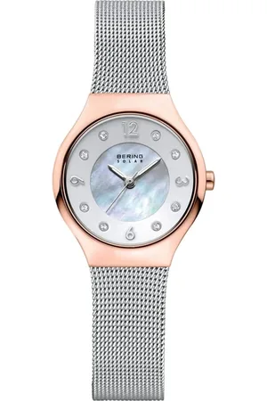 Bering Femme, Accessoires, Gris, Taille: ONE Size Montre solaire pour femme 27 mm Bracelet milanais 14427-060