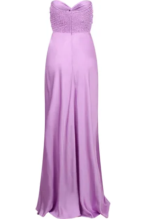 Essentiel Antwerp Femme, Robes, Violet, Taille: 42 FR Robe longue sans bretelles en satin avec