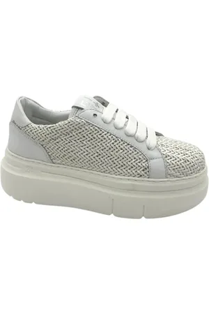 Gio+ Femme, Chaussures, Blanc, Taille: 41 EU Baskets en Cuir Tissé Blanc