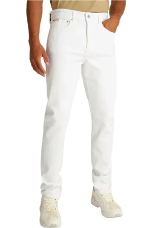 Calvin Klein Homme, Jeans, Blanc, Taille: W30 L32 Denim Blanc avec Fermeture Éclair et Bouton