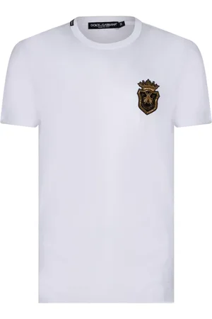 Dolce & Gabbana Homme, Tops, Blanc, Taille: XL T-shirt blanc avec blason héraldique
