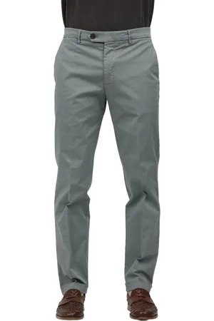 Berwich Homme, Pantalons, Vert, Taille: L Pantalon en coton stretch coupe décontractée et jambe crop