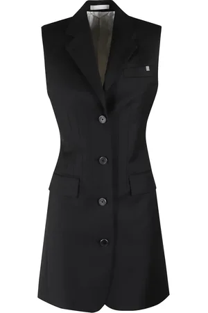 Helmut Lang Femme, Robes, Noir, Taille: 38 FR Robe Sans Manches en Sergé de Laine Noire