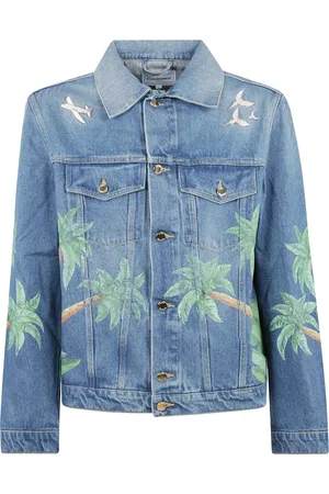 Casablanca Homme, Vestes, Bleu, Taille: L Veste en Denim Imprimé