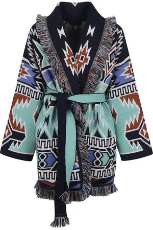 Alanui Femme, Pulls, Multicolore, Taille: 40 FR Cardigan Bleu Geometric Roots Pull
