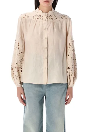 ZIMMERMANN Femme, Blouses et Chemises, Blanc, Taille: 38 FR Blouse Brodée Wylie