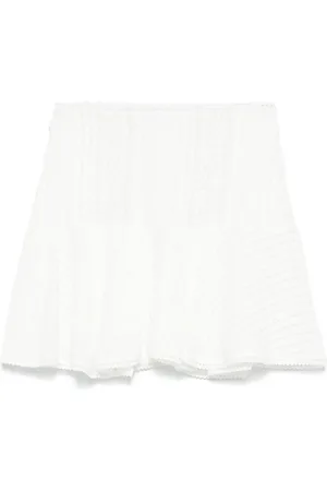 CHARO RUIZ IBIZA Femme, Jupes, Blanc, Taille: 38 FR Jupe Blanche à Taille Élastique et Volants