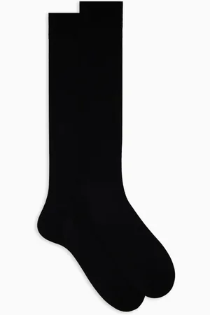 Gallo Homme, Sous-vêtements, Noir, Taille: M Chaussettes longues en coton côtelé noir pour hommes de couleur unie