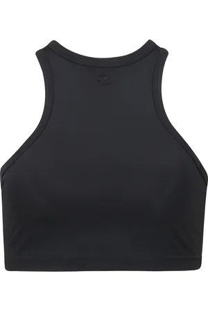 Courrèges Femme, Tops, Noir, Taille: 40 FR Top Crop avec Col Olympique