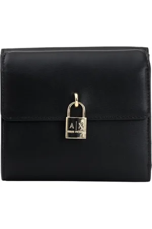 Armani Exchange Femme, Accessoires, Noir, Taille: ONE Size Portefeuille noir pour femme avec détail de verrouillage