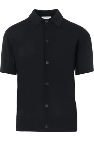 Paolo Pecora Homme, Chemises, Noir, Taille: M Chemise en Tricot de Coton Bleu Marine