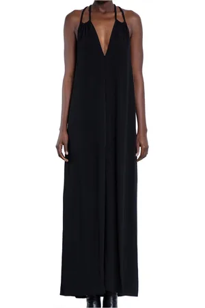 THOM KROM Femme, Robes, Noir, Taille: 38 FR Robe Noire en Viscose avec Col Halterneck