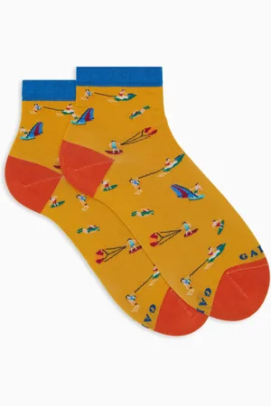 Gallo Femme, Sous-vêtements, Multicolore, Taille: S Chaussettes courtes en coton pour femmes avec motif de sports nautiques jaune