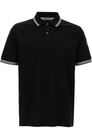 Moncler Homme, Tops, Noir, Taille: XL Polo Noir Manches Courtes