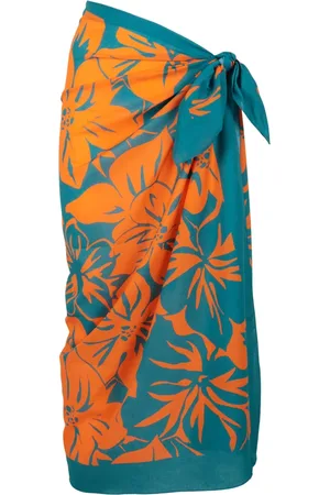 Gallo Femme, Maillots de bain, Multicolore, Taille: ONE Size Paréo en coton orange pour femmes avec motif floral