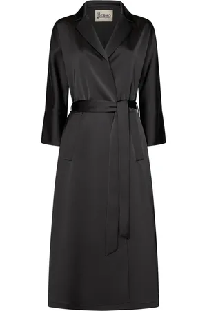 HERNO Femme, Manteaux, Noir, Taille: 38 FR Trench Noir en Satin Technique Extensible Style Chic