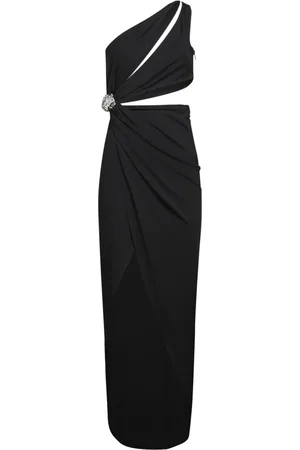 AMEN Femme, Robes, Noir, Taille: 36 FR Robe Noire Une Épaule Ornement Cristal