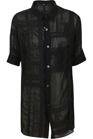 YOHJI YAMAMOTO Femme, Blouses et Chemises, Noir, Taille: 42 FR Chemise Noire en Georgette Gaufrée