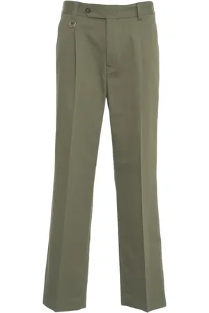 Paolo Pecora Homme, Pantalons, Vert, Taille: S Chinos Verts avec Taille Élastique et Plis Repassés