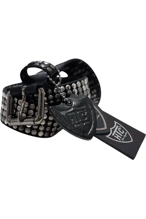 HTC Homme, Accessoires, Noir, Taille: 105 CM Ceinture en cuir noir clouté
