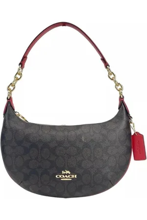 Coach Femme, Sacs, Noir, Taille: ONE Size Sac à bandoulière en cuir PVC signature avec fermeture à glissière