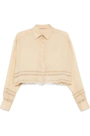 ERMANNO SCERVINO Femme, Blouses et Chemises, , Taille: 36 FR Chemise en Coton Clair avec Bordure en Dentelle