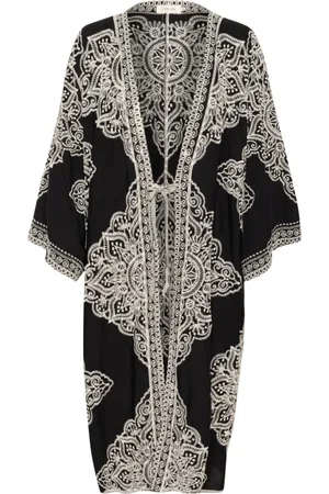 Cream Femme, Blouses et Chemises, Noir, Taille: ONE Size Kimono Brodé Noir