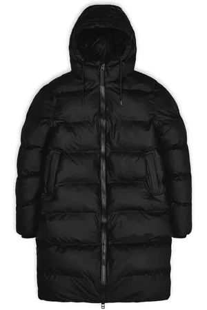 Rains Femme, Vestes, Noir, Taille: 42 FR Longue Doudoune Noire