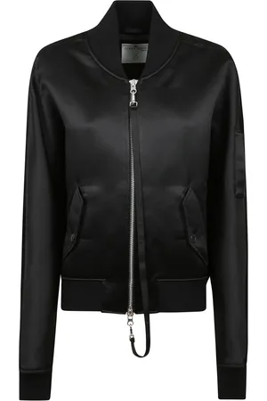 Courrèges Femme, Vestes, Noir, Taille: 38 FR Bomber en Satin avec Logo