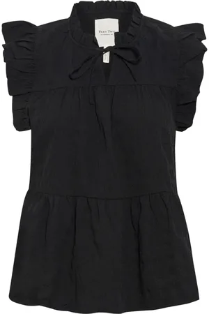 Part Two Femme, Blouses et Chemises, Noir, Taille: 44 FR Chemisier Noir avec Manches à Volants