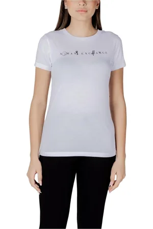 Armani Exchange Femme, Tops, Blanc, Taille: 38 FR Tee-shirt col rond pour femme