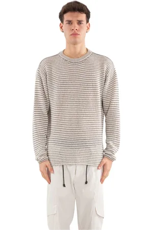 TRANSIT Homme, Pulls, Gris, Taille: L Pull Texturé en Coton Lin