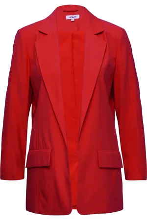 QS by s.Oliver Femme, Vestes, Rouge, Taille: 40 FR Long blazer avec détail froncé sur la manche