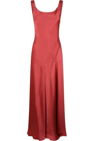 Alberta Ferretti Femme, Robes, Rouge, Taille: 40 FR Robe longue en satin de soie avec découpe