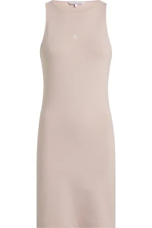 Calvin Klein Femme, Robes, Rose, Taille: 38 FR Robe Rose sans Manches avec Découpe