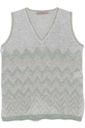 D.EXTERIOR Femme, Pulls, Multicolore, Taille: 40 FR Pull sans Manches en Lurex Vert Col en V