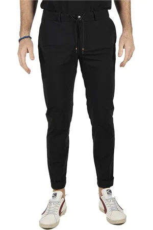 RRD Homme, Pantalons, Noir, Taille: L Pantalon Chino Noir avec Imprimé Monogramme