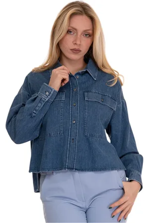 Max Mara Femme, Blouses et Chemises, Bleu, Taille: 36 FR Chemisier en Denim avec Fentes Latérales