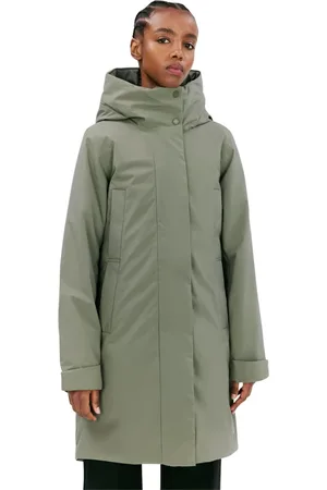 Elvine Femme, Manteaux, Vert, Taille: 36 FR Élégante Veste Imperméable avec Isolation Recyclée
