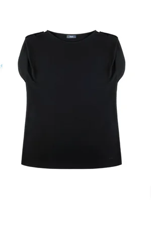 FAY Femme, Blouses et Chemises, Noir, Taille: 38 FR Chemise Noire à Manches Courtes en Jersey Stretch